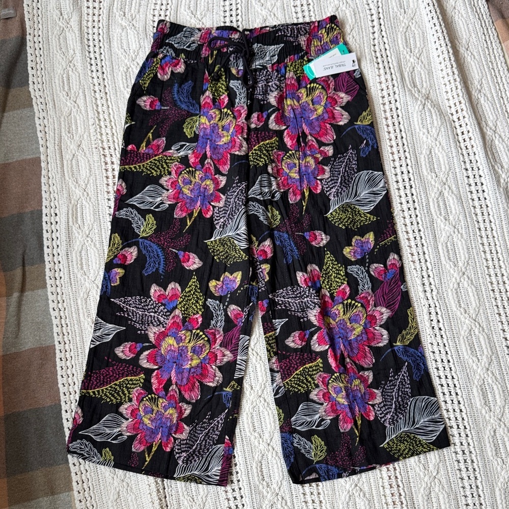Tribal Multicolor Floral Wide Leg Pants